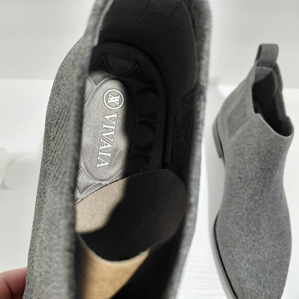 Vivaia Grey Knit Square Toe Chelsea Ankle Boot Women 39 Sustainable Eco Friendly - Picture 6 of 14